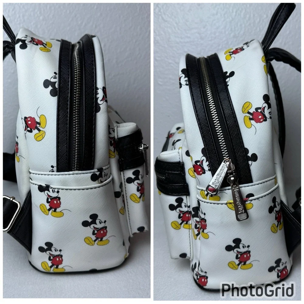 Disney Parks Loungefly White All Over Mickey Mouse Classic Backpack White Black